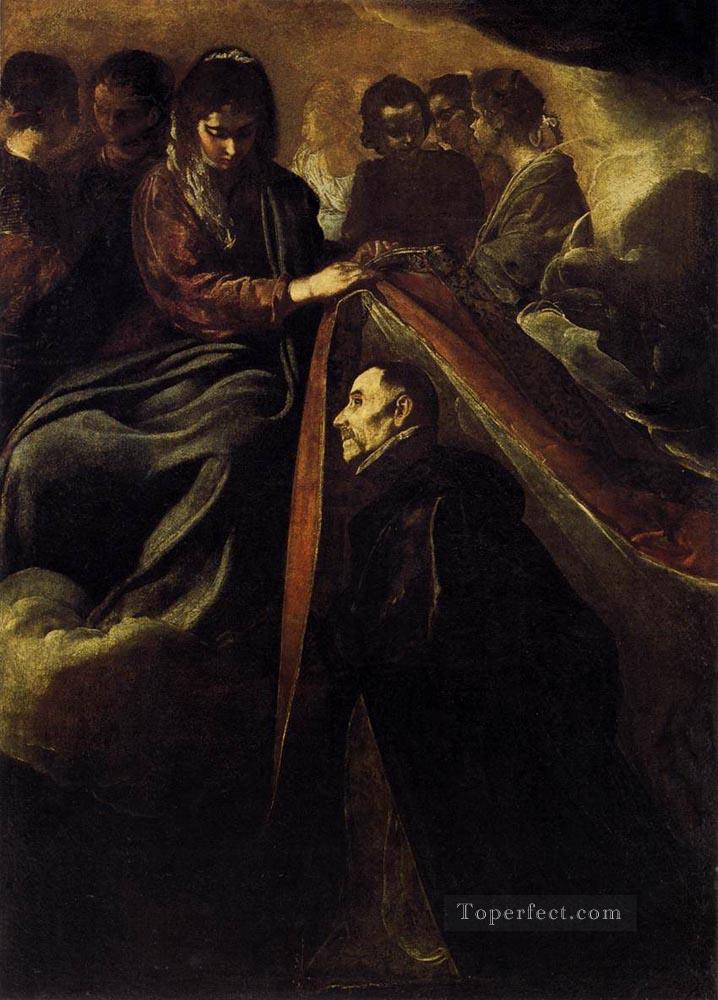 聖母ディエゴ・ベラスケスから聖杯を受け取る聖イルデフォンソ油絵
